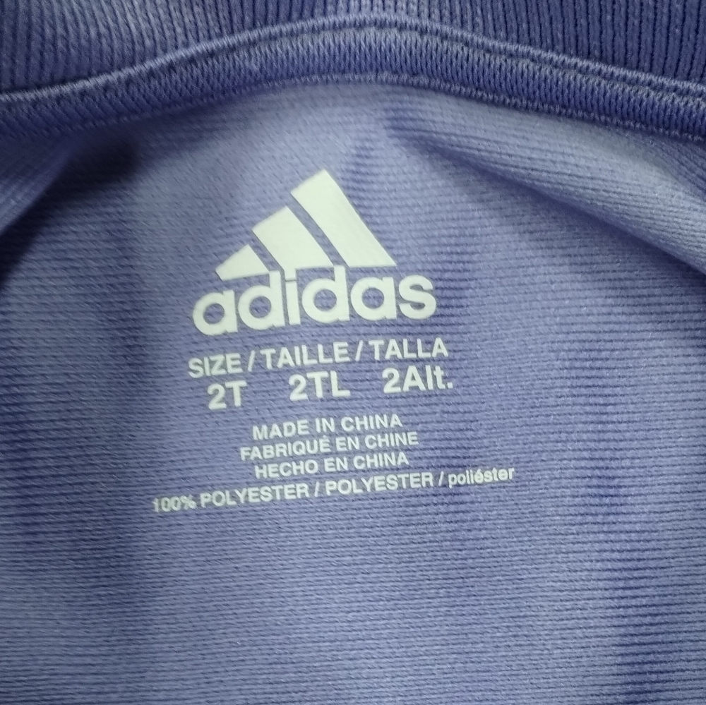 Adidas Toddler Girl 2T  Purple Ruffle Polo Dress Short Sleeve Classic Preppy - Picture 9 of 9